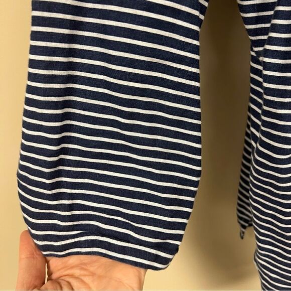 - Talbots blue/white striped linen embroidered top Sz XL - Picture 8 of 9